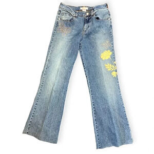 Y2k Vintage rhinestone butterfly embellished flared jeans